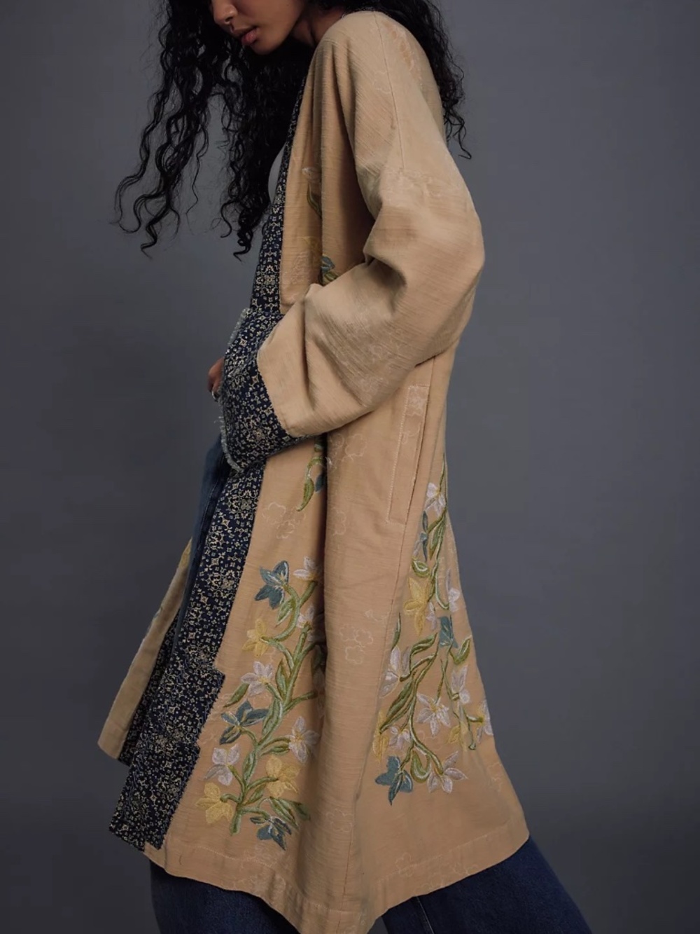NWT Free People Henlow Embroidered Duster Sweater Coat Xs/s